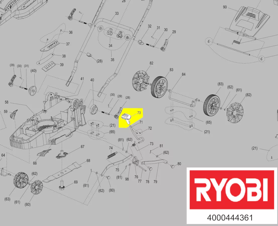 poignée réglage hauteur réf. 5131036522 Ryobi